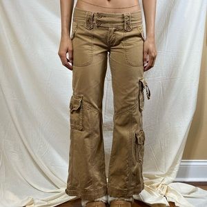 Low Rise Abercrombie Khaki Flare Cargo Pants